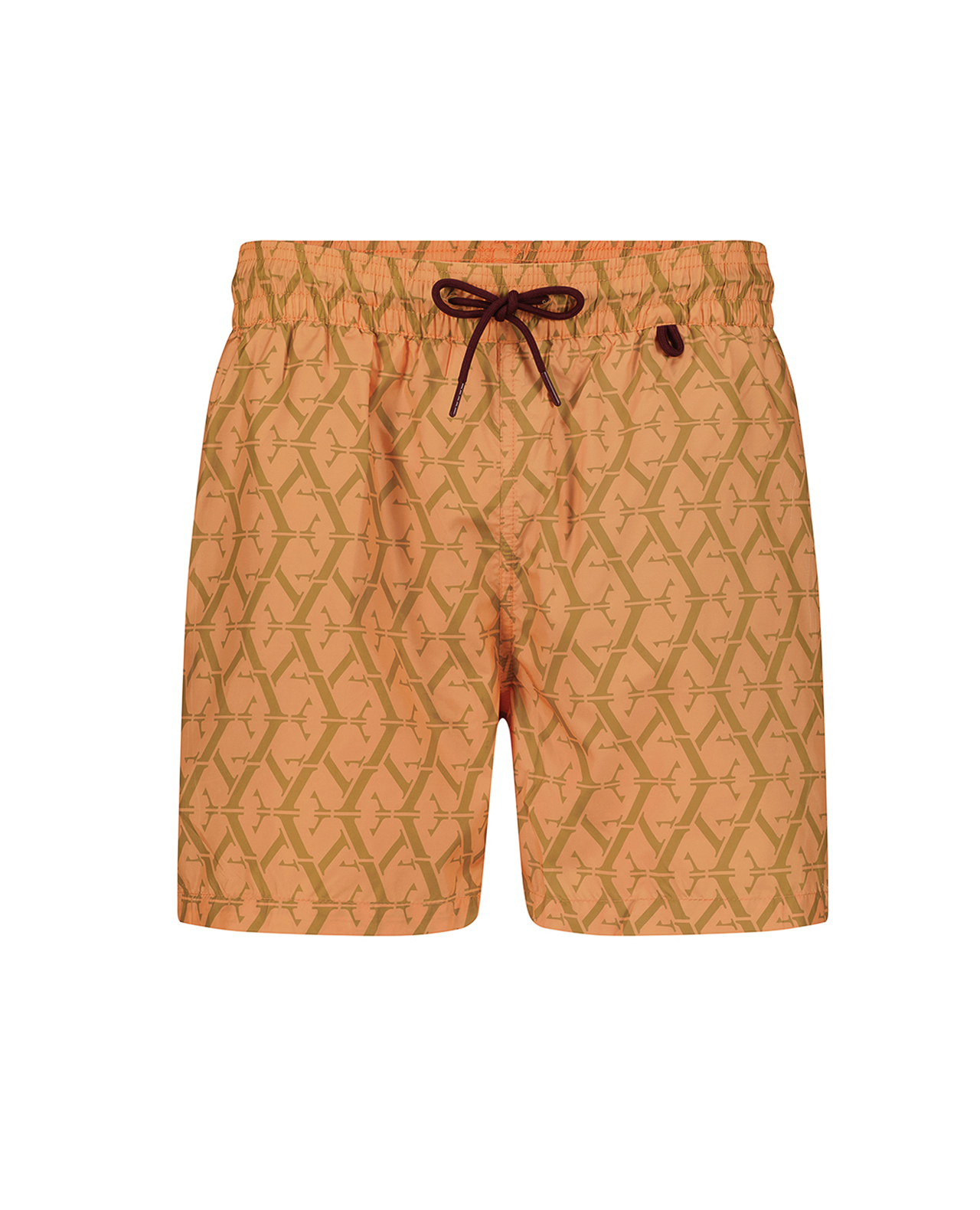Orange Swim Shorts With Gold Pattern – Albidaa