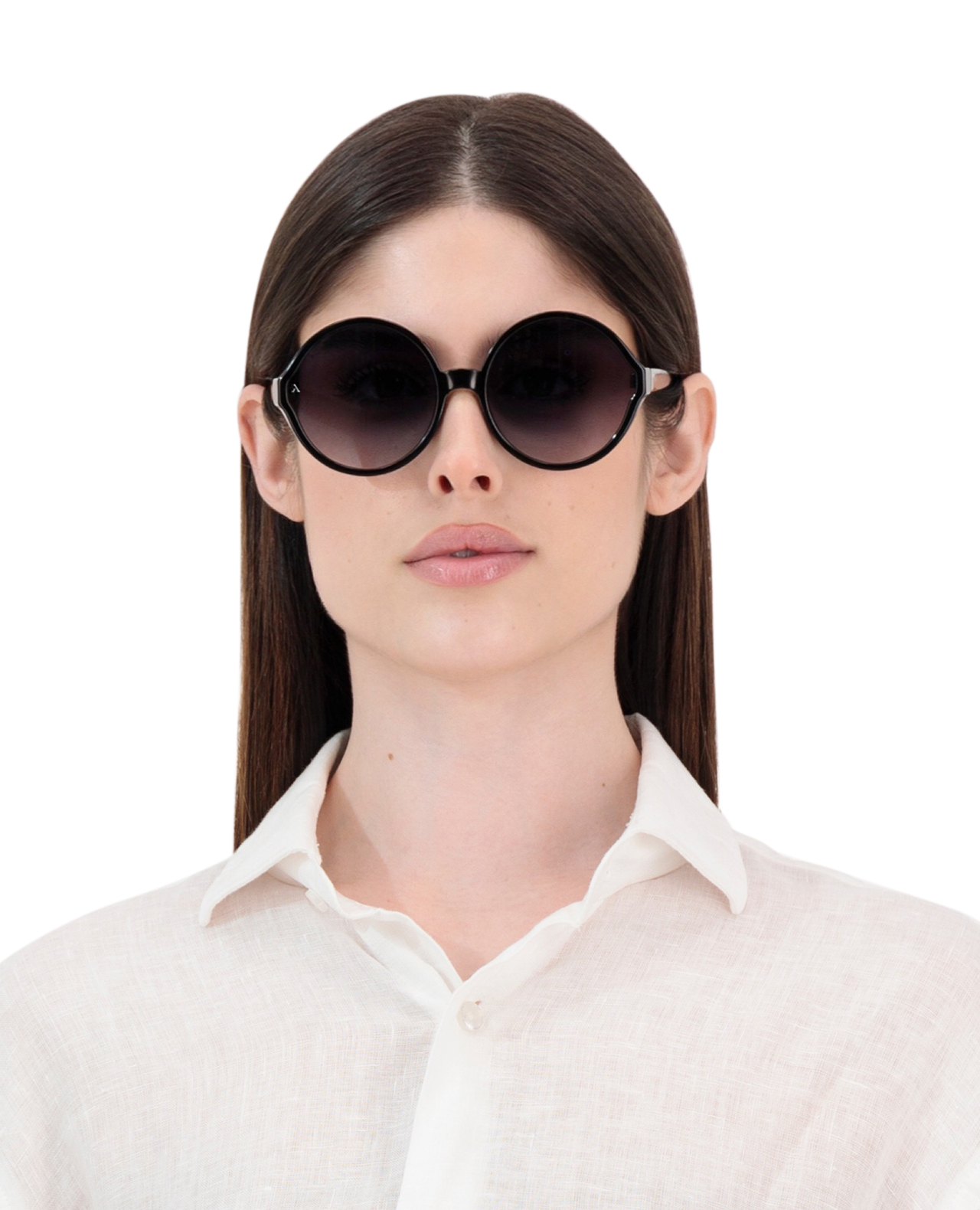Retro Round Sunglasses – Shiny Black - Image 4