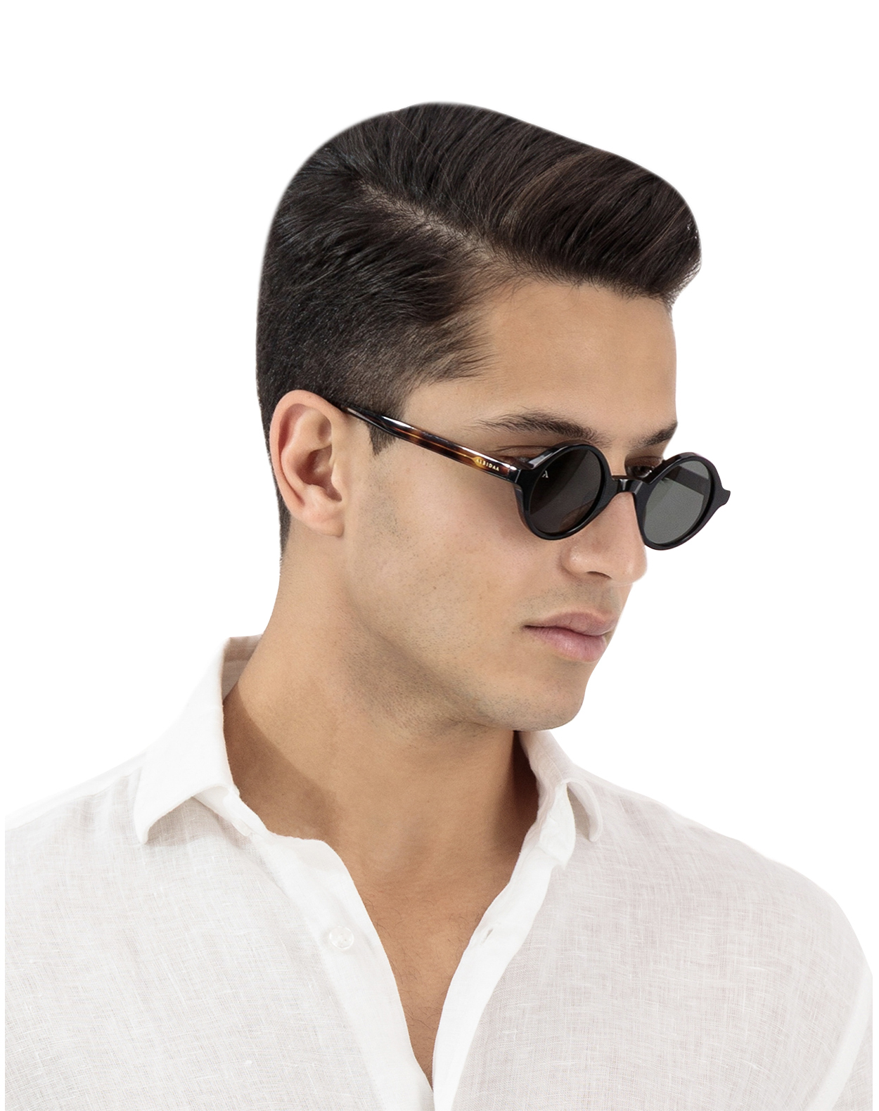 Round Sunglasses-Shiny Black - Image 4