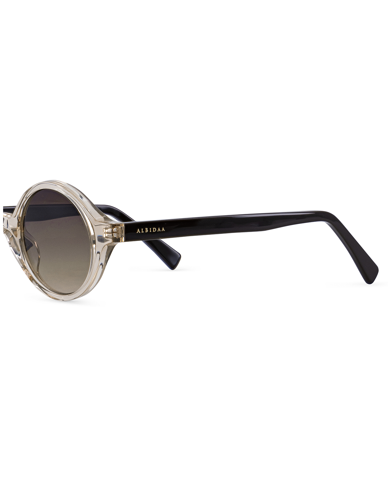 Round Sunglasses-Shiny Transparent Light Brown - Image 3